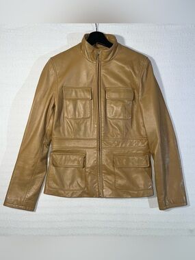Kenneth Cole Reaction Womens Genuine Leather Moto Jacket Size M Soft Comfortable